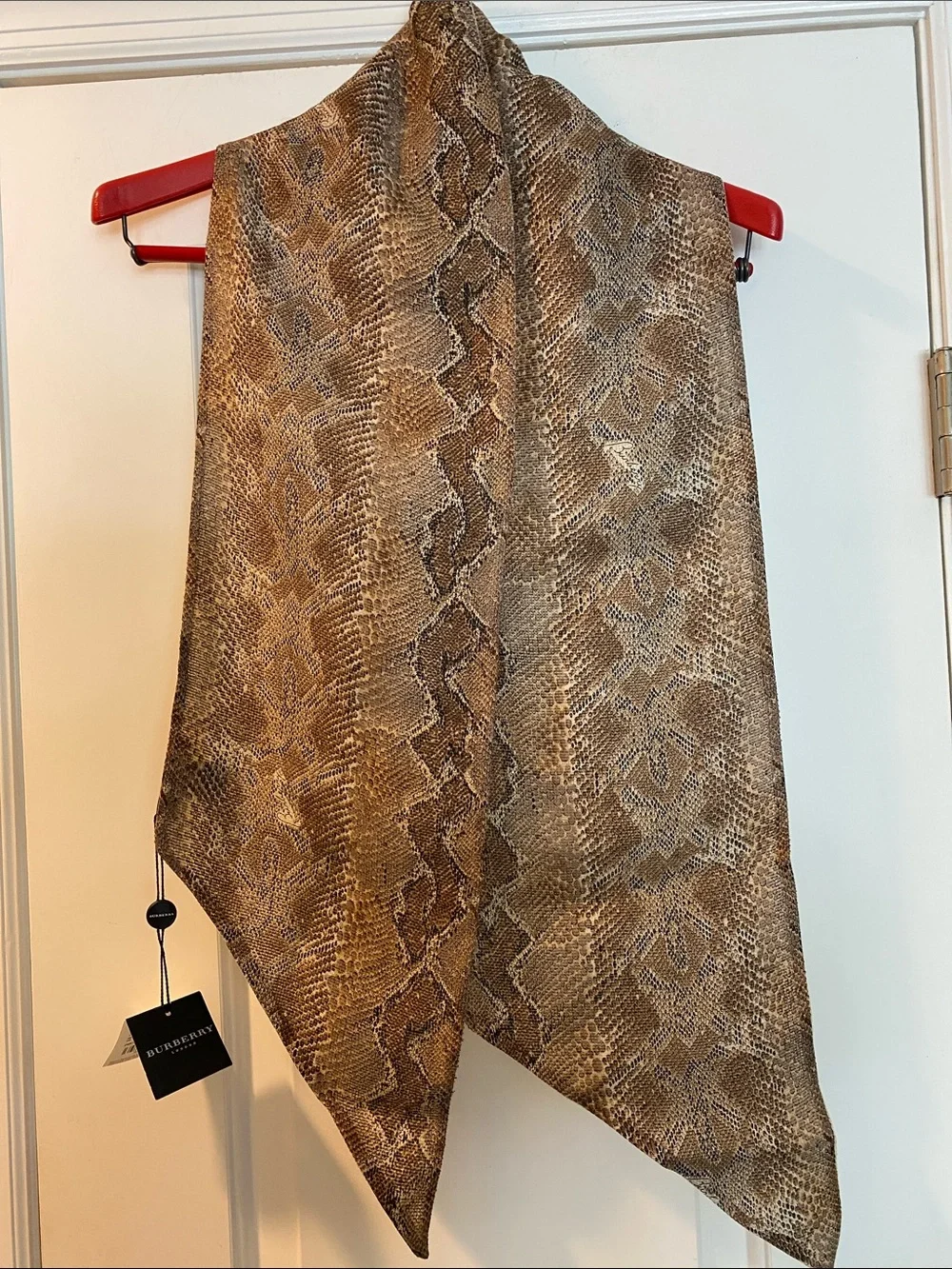 Burberry Linen Silk Snake Logo Scarf NWT Made in Italy 🇮🇹